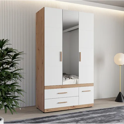 Yelapa Kleiderschrank 3 Türen in Mattweiß