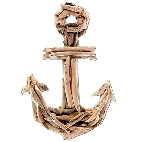 SEESTERN Treibholz Deko m. Anker (40 cm) Motiv Wanddeko Driftwood Schild Holzdeko /1841