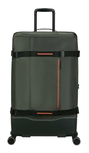 American Tourister Urban Track - Spinner L Koffer, 79 cm, 106 L, Grün - Großer Koffer für zweiwöchige Reisen: 106 L Volumen, leicht mit 3.5 KG. Robuste Doppeldeckkonstruktion und große Doppelräder für sanftes Rollen. Umweltfreundlicher Stoff aus recyceltem PET-Kunststoff.