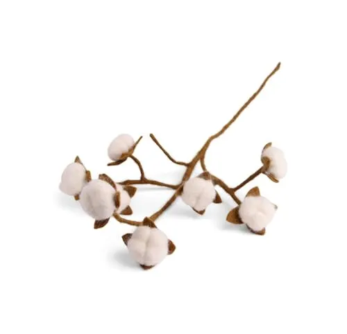 Én Gry & Sif Deko Zweig für Vase I Baumwollzweig Scandi I Handgefertigter Naturfilz Fair-Trade I Baumwollblüten - 1 x - 60 cm