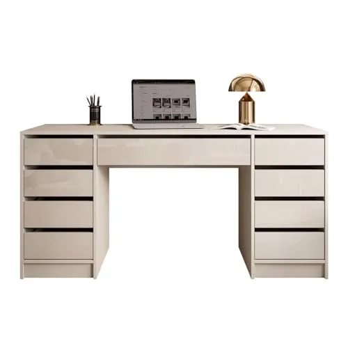 Lookway Schreibtisch MADA DOUBLE mit 9 Schubladen, Breite: 157cm - Moderner Schreibtisch mit 9 praktischen Schubladen für optimale Raumnutzung. Ideal für Homeoffice oder Jugendzimmer, vereint Eleganz und Funktionalität.