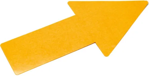 Tarifold Kettenschloss Bodenkennzeichnungssymbol Pfeil 200x50mm - Selbstklebendes Bodenkennzeichnungssymbol in leuchtendem Gelb, ideal für klare Wegeführung und Sicherheitshinweise. Perfekt für den Einsatz in Lager und Industrie.