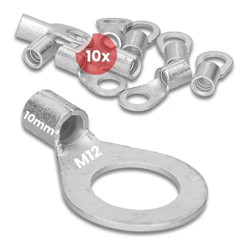 Produktbild Stück Kalitec Q10-12 Quetschkabelschuh 10mm² M12 I Unisoliert I Dornpressung I Für mehr-, fein- und feinstdrähtige Leiter I Kabelschuh 10mm² nach DIN 46234 10