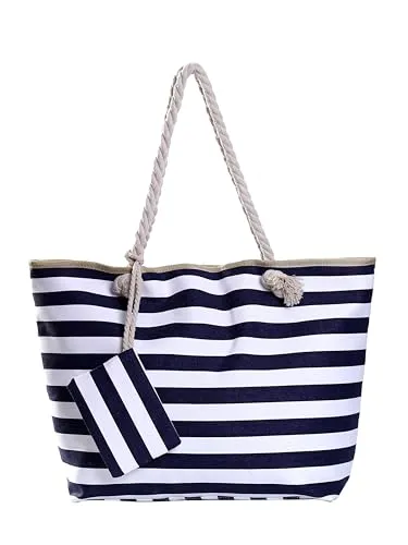 DonDon XXL Strandtasche mit Reißverschluss - Damen-Shopper – geräumige Badetasche mit praktischem Reißverschluss, schützt vor Sand und Feuchtigkeit, ideal für stressfreie Strandtage.