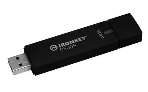 IronKey D500S - 64GB USB-Stick - Verschlüsselter USB-Flash-Laufwerk mit 64 GB, USB 3.2 Gen 1, ideal für sichere Datenübertragung und TAA-konform.