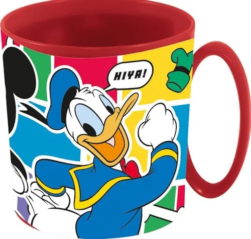 Tataway Disney Mickey Mouse Mickey Mouse Kindertasse aus Kunststoff, 350 ml, mikrowellengeeignet, Rot