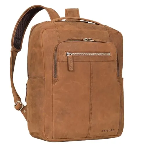 STILORD 'Guido' Exklusiver Business Lederrucksack 15,6 Zoll - Hochwertiger Laptop-Rucksack aus Echtleder mit optimaler Organisation und ergonomischem Tragekomfort - ideal für Business und Reisen.