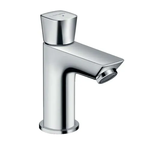 hansgrohe Logis Waschtischarmatur - Kaltwasser Wasserhahn für Gäste WC - Touch-On-Wasserhähne für Badezimmerwaschbecken, wassersparend mit EcoSmart-Technologie und eleganter Chrom-Oberfläche für stilvolle Badezimmergestaltung.