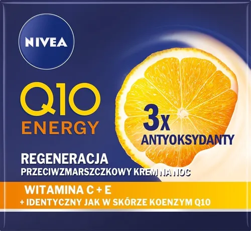 Produktbild NIVEA Q10 Energy Recharging Night Cream, Nachtcreme, Frauen, Jeder Hauttyp, Gesicht, Gegen Eintönigkeit, Anti-Stress, Illuminating, Feuchtigkeitsspendend, Auffrischend, Verstärkung, 50 ml