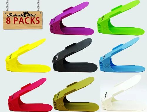 SchuhMe® Verstellbarer Regal Schuhstapler Schuhhalter Schuhaufbewahrung BUNT 8 x