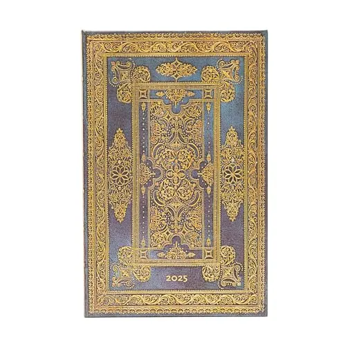 Paperblanks 12-Monatskalender 2025, Blue Luxe, Maxi, Vertikal, Elastikband-Verschluss
