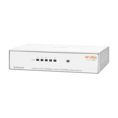 HPE Aruba Instant On 1430 5G Gigabit Switch - Netzwerk-Switch mit 5 LAN-Anschlüssen, Plug & Play für einfache Installation und hohe Zuverlässigkeit im Büro oder Home Office.