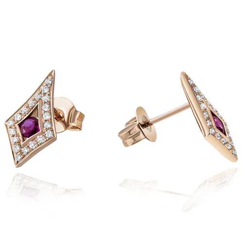 Goldmaid Ohrstecker 585/- Rotgold 38 Brillanten 0,18 ct SI/H 2 Rubine 0,28ct NEU