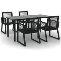 vidaXL 5-tlg. Garten-Essgruppe Schwarz PVC Rattan - Gartenmöbel-Set aus witterungsbeständigem PVC-Rattan mit stabilen Stahlrahmen. Ergonomische Stühle bieten höchsten Sitzkomfort, ideal für entspannte Stunden im Freien.