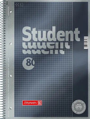 Collegeblock kariert -Lin.26-  A4  90g m² Papier  Brunnen STUDENT PREMIUM