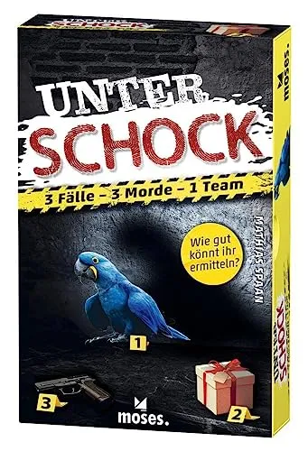 moses. Unter Schock, Krimispiel für Hobby Ermittler und Detektive, kooperatives Tatort-Spiel mit 3 spannenden Kriminalfällen, Escape Room Spiel Einsteiger ab 14 Jahren, 90142, Bunt