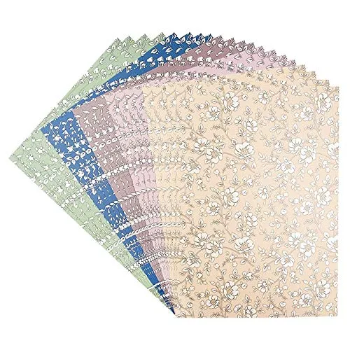 Ideen mit Herz Edel-Dekorpapier Pearl | Deko-Karton | 20 Bogen in 5 versch. Farben | Geprägt & folienveredelt | DIN A4 | 250 g/m² (Blumen)