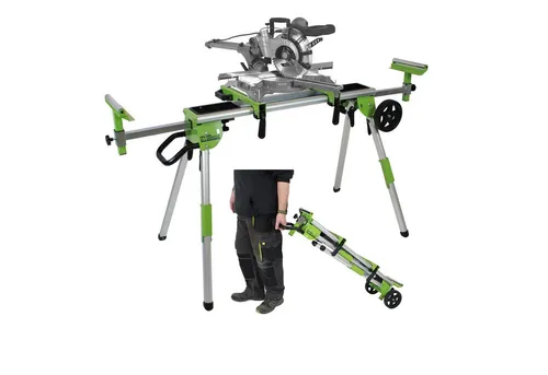 TRUTZHOLM Sägeuntergestell für Kappsägen und Gehrungssägen - Untergestell für Kappsägen und Gehrungssägen, mobil und transportfähig durch große Räder, klappbar mit Arretierungsbolzen für einfache Handhabung und hohe Stabilität.