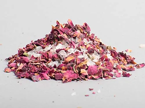 Rosenblüten-Salz | 100g | Rosensalz | Blütensalz | grobes Steinsalz mit Rosenblüten | Naturkristallsalz | Kristall Salz | Rosenblütensalz | Gerüche-Küche |