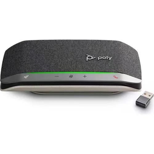HP Poly Sync 20+M - Microsoft Teams Certified USB-A Speakerphone, IP64 Schutz und kristallklare Audioqualität für mobile Meetings