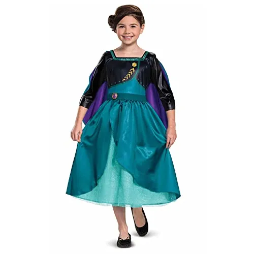 Disney Klassisches Königin Anna Kostüm für Kinder, Die Eiskönigin 2, Größe S - Kostüme für Kinder, hochwertiges Satin-Kleid mit Umhang, ideal für Halloween, Karneval und Rollenspiele. Ihr Kind wird sich wie eine echte Königin fühlen!