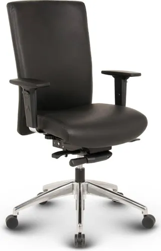 VERSEE Terox Ergonomischer Bürostuhl Leder Schwarz – Komfortabler Drehstuhl für Home Office - Terox Bürostuhl aus hochwertigem Echtleder – ideal für lange Arbeitstage. Ergonomische Rückenlehne, stufenlos höhenverstellbar und individuell anpassbar für optimalen Sitzkomfort.