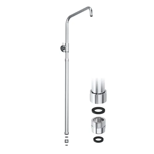 JOHO Höheverstellbare Duschstange mit Gewindeadapter 1/2 Zoll IG auf 3/4 Zoll AG, Edelstahl Duschsystem Zubehör Wandstange Regendusche rohr Brausearm