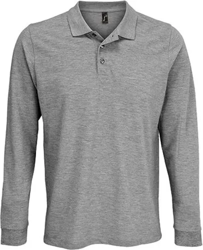 SOLs 03983 | Uni Long Sleeve PolyBaumwolle Polo Shirt XS bis 5XL - Farbe: Grey Melange - Größe: L