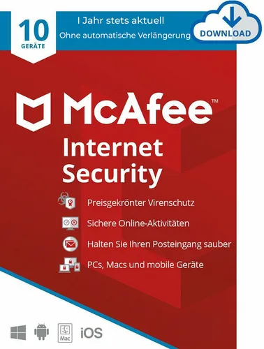 McAfee Internet Security| 10 Geräte| 1 Jahr|Download|Key schnell per eMail|ESD