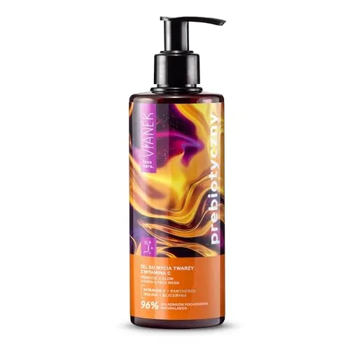 Vianek Reinigungsgel für das Gesicht mit Vitamin C 300 ml - Sanftes präbiotisches Gesichtsreinigungsgel - Sanfte Reinigung und Aufhellung - Vegane Formel für alle Hauttypen