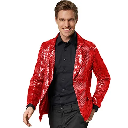 dressforfun Glitzer Pailletten Blazer - Funktionsjacke für Herren im 80er Jahre Stil, perfekter Sitz und hoher Tragekomfort, ideal für Fasching und Karneval, sorgt für einen glanzvollen Auftritt.