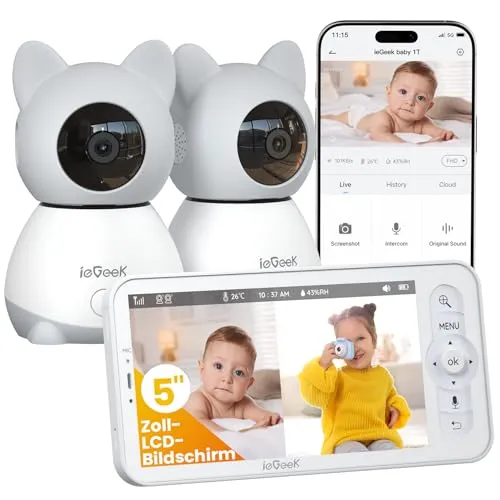 ieGeek 2K Babyphone mit 2 Kameras und App-Funktionen von ieGeek