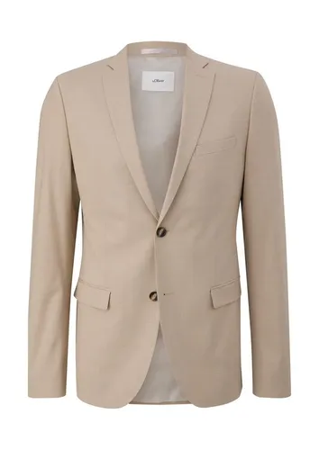 s.Oliver BLACK LABEL Herren Business-Anzug Jacke 2140779, Beige - Slim Fit Sakko mit Reverskragen und Pattentaschen, ideal für elegante Anlässe und Büro-Outfits.