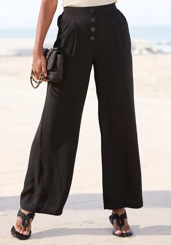 LASCANA Palazzohose mit Zierknöpfen und bequemen Bund, leichte Stoffhose mit Taschen