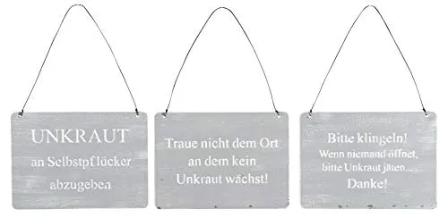 levandeo 3er Set Wandbilder Sprüche 18x13cm Grau Schilder Garten-Deko Türschild Betonoptik Wanddeko
