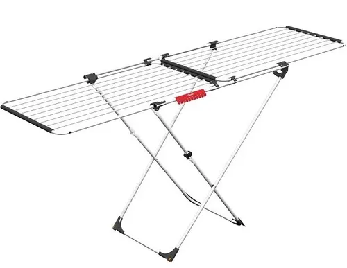 Vileda Doble Wäscheständer, ausziehbar mit 22m Trockenlänge - Wäscheständer mit anpassbarer Trockenlänge von 11 bis 22 Metern, ideal für jeden Platzbedarf. Die dicken Aluminiumdrähte reduzieren Falten und sorgen für eine einfache Mobilität dank Rollen.