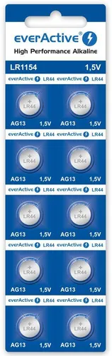 everActive AG13 1.5V Alkaline Batterien – 10 Stück Blisterkarte - Hochleistungs-Alkaline-Batterien, mercury-free für umweltfreundlichen Einsatz, ideal für Haushaltsgeräte und Spielzeuge – 4 Jahre Haltbarkeit.
