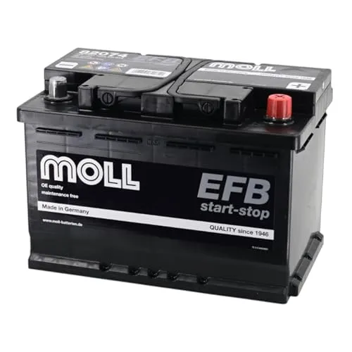 MOLL EFB 82074 Starterbatterie, Start-Stop-System, 12V 74Ah, 720A (EN), 19,90 kg, Made in Germany