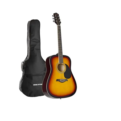 Red Hill D1-SB II Sunburst Dreadnought Westerngitarre Set mit Gigbag - Vielseitiges Westerngitarre Set im Dreadnought-Design, ideal für Einsteiger. Inklusive hochwertigem Gigbag für optimalen Schutz und Transport.