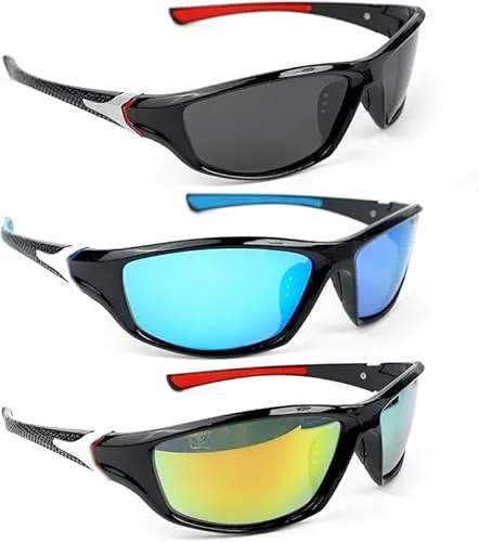 ROTKUSZ 3 Stück Schnelle Brille, Fahrradbrille Herren Damen Sport Sonnenbrille Herren UV400 Schutz Winddicht Sonnenbrille Sport für Radfahren, Motorradfahren, Bergsteigen