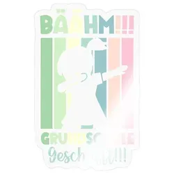 Spreadshirt Bäähm Grundschule Geschafft 2026 Pastell Sticker Aufkleber, 10 x 10 cm, Transparent glänzend - Transparent