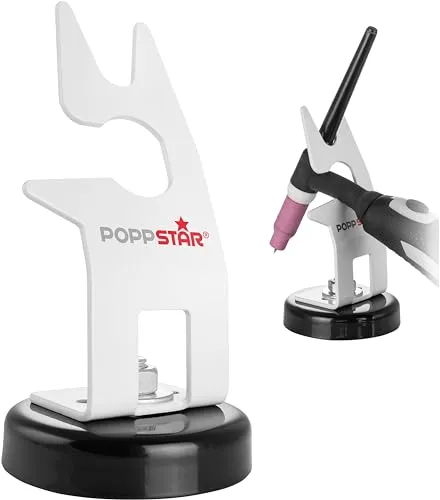 Poppstar WIG Brenner-Halterung mit Magnetfuß zur Befestigung am Schweißtisch (Ø 9 cm) Schweißbrenner-Halter fürs WIG-Schweißen