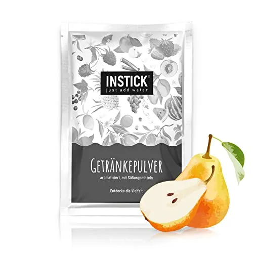 INSTICK Zuckerfreies Instant-Getränk (Birne) – 1 Packung für 18 L – Veganes Getränkepulver Kalorienarm & Vitamin C – Instant-Pulver