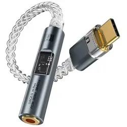 INF BA23 USB-C auf 3,5-mm-Audio-Klinkenadapter mit integriertem DAC Grau