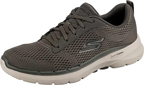 Skechers Herren GO Walk 6 AVALO Sneakers - Bequeme Laufschuhe in Taupe - Herren-Sneaker mit Hyper Pillar-Technologie und luftgekühlter Goga-Matte für optimalen Komfort und Unterstützung beim Gehen.