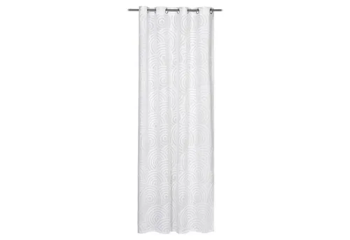 Gözze SALO Ösenschal mit Kreismotiv 140 x 245 cm - Eleganter Ösenschal in Weiß mit modernem Kreismotiv. Ideal für stilvolle Fensterdekorationen. Pflegeleicht und waschbar bei 30 °C für einfache Handhabung.