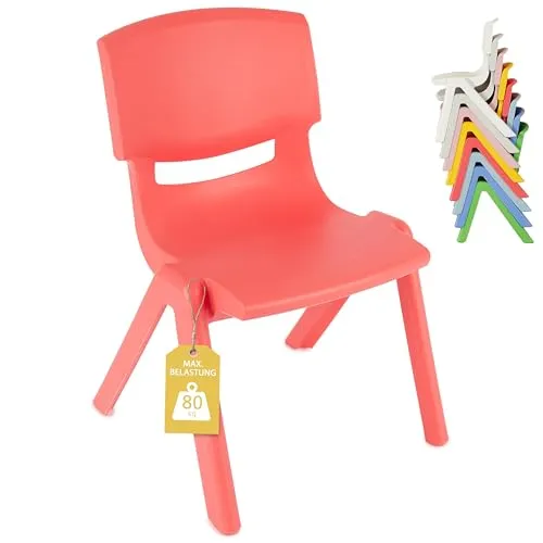 Bieco Kinderstuhl - Stapelbarer Stuhl für Kinder ab 1 Jahr - Sitzgelegenheiten fürs Kinderzimmer, ideal für drinnen und draußen; ergonomisch geformt, leicht und platzsparend stapelbar - perfekt für kleine Abenteurer!