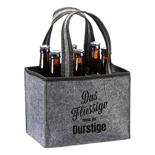 MC Trend Flaschenträger aus Filz Flaschentasche Männerhandtasche für 6 Flaschen Bierträger Männer Handtasche Geschenkverpackung (Das Flüssige muss...)