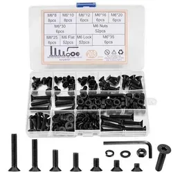 Schraubenset Senkkopfschrauben Gewindeeinsatz Nieten Holz M6 208PCS