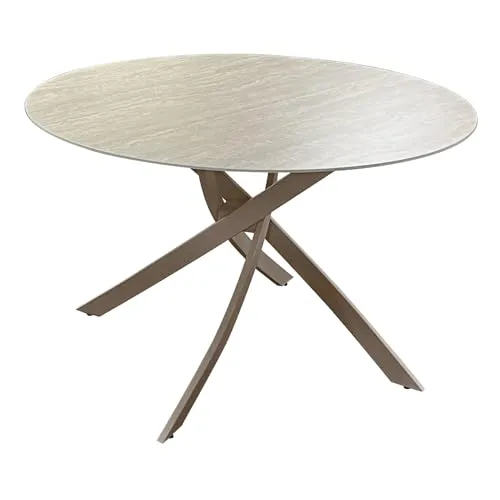Riess Ambiente Runder Esstisch Alpine - 120 cm - beige - Eleganter Küchentisch für bis zu 6 Personen mit pflegeleichter Keramikplatte und höhenverstellbaren Füßen. Ideal für jedes Esszimmer und sorgt für eine stilvolle Atmosphäre.